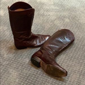 Joan and David brown Eel skin /leather boots